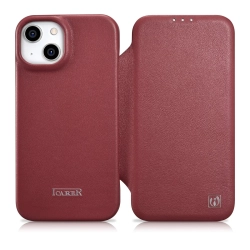 ICARER Skórzane etui iPhone 14 Plus z klapką magnetyczne MagSafe CE