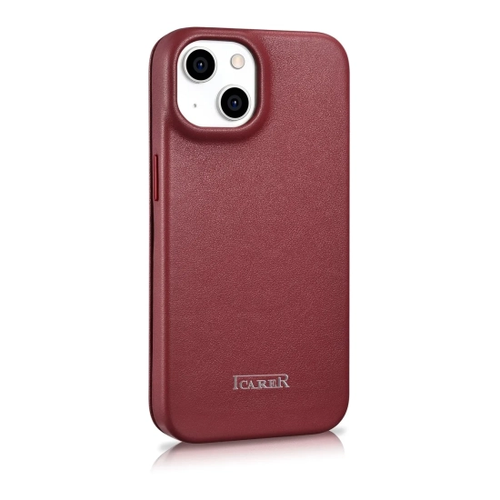 ICARER Skórzane etui iPhone 14 Plus z klapką magnetyczne MagSafe CE