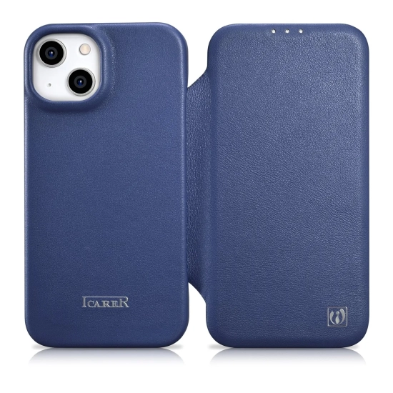 ICARER Skórzane etui iPhone 14 Plus z klapką magnetyczne MagSafe CE