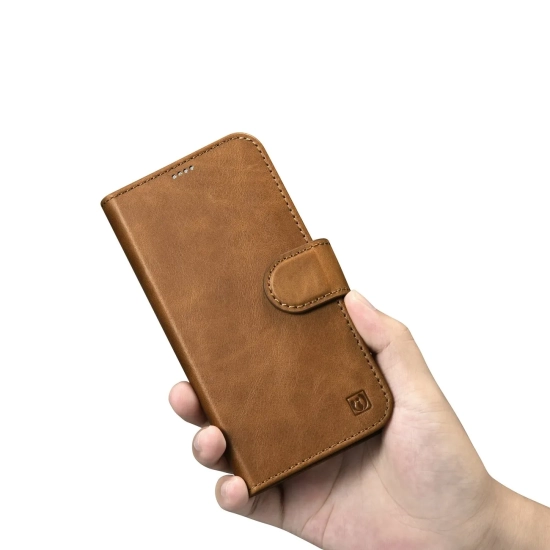 ICARER 2w1 etui skórzany pokrowiec z klapką iPhone 14 Plus Anti-RFID Oil