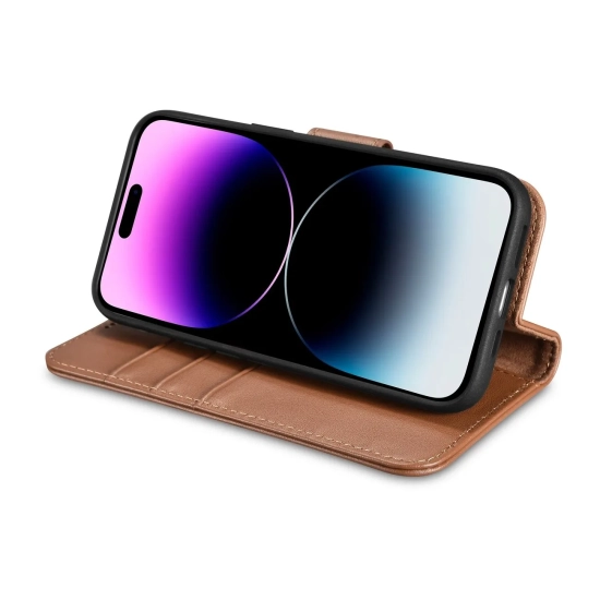 ICARER 2w1 etui skórzany pokrowiec z klapką iPhone 14 Pro Anti-RFID Wallet