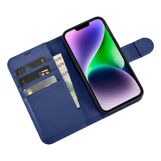 ICARER 2w1 etui skórzany pokrowiec z klapką iPhone 14 Plus Anti-RFID