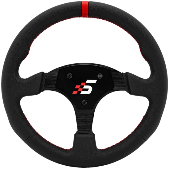 SIMAGIC P-330R(K) Leather 330 mm – czarna okrągła skórzana obręcz kierownicy bez huba.
