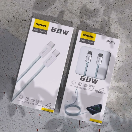 DUDAO Wytrzymały przewód kabel UCB-C PD 60W w oplocie z włókna węglowego