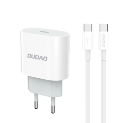 DUDAO Mała ładowarka sieciowa A14EUC PD 20W USB-C + kabel USB-C - biała