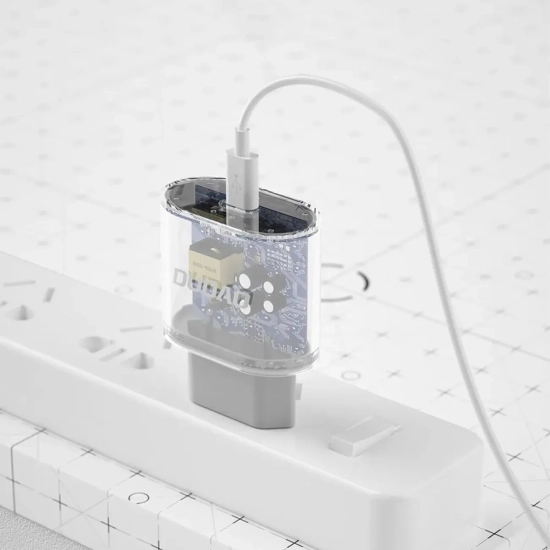 DUDAO Mała ładowarka sieciowa A14EUC PD 20W USB-C + kabel USB-C - biała