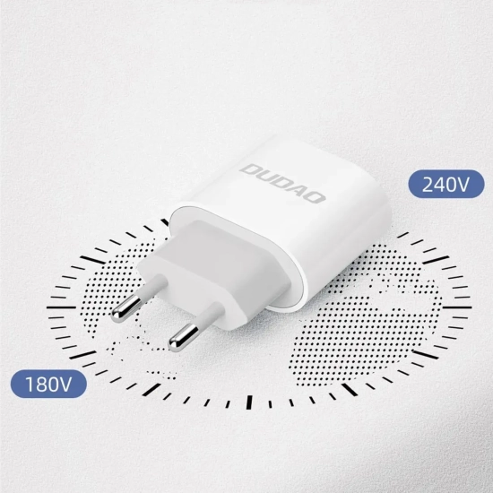 DUDAO Mała ładowarka sieciowa A14EUC PD 20W USB-C + kabel USB-C - biała