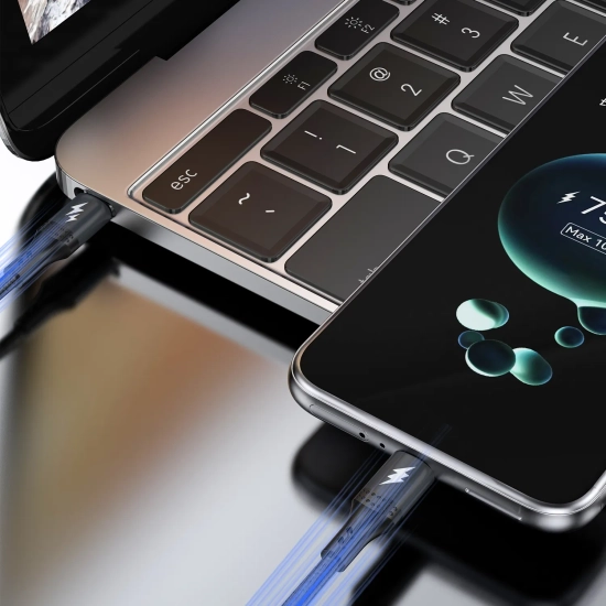 DUDAO Kabel przewód z oplotem L3CC USB-C - USB-C 60W 2m - czarny