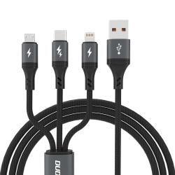DUDAO 3w1 Kabel przewód 60W USB-A - MicroUSB USB-C iPhone Lightning 1.2m