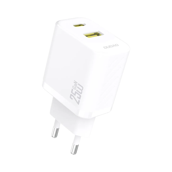 DUDAO Szybka ładowarka sieciowa 25W USB-A USB-C - biała