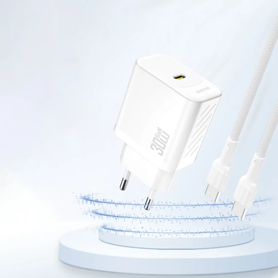 DUDAO Szybka ładowarka sieciowa 30W PD GaN USB-C - biała