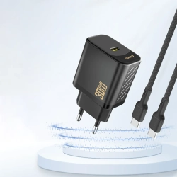 DUDAO Szybka ładowarka sieciowa 30W PD GaN USB-C - czarna
