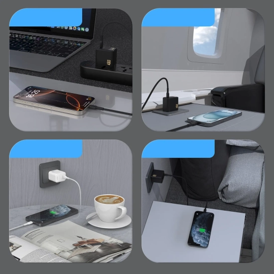 DUDAO Ładowarka sieciowa GaN z kablem USB-C 45W - czarna
