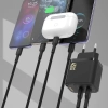 DUDAO Ładowarka sieciowa 2xUSB-C z kablem USB-C GaN PD 45W - czarna