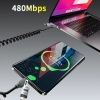 DUDAO Kabel przewód spiralny 4w1 USB-A / USB-C - Lightning / USB-C - czarny