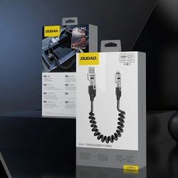 DUDAO Kabel przewód spiralny 4w1 USB-A / USB-C - Lightning / USB-C - czarny