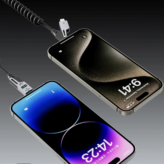 DUDAO Kabel przewód spiralny 4w1 USB-A / USB-C - Lightning / USB-C - czarny