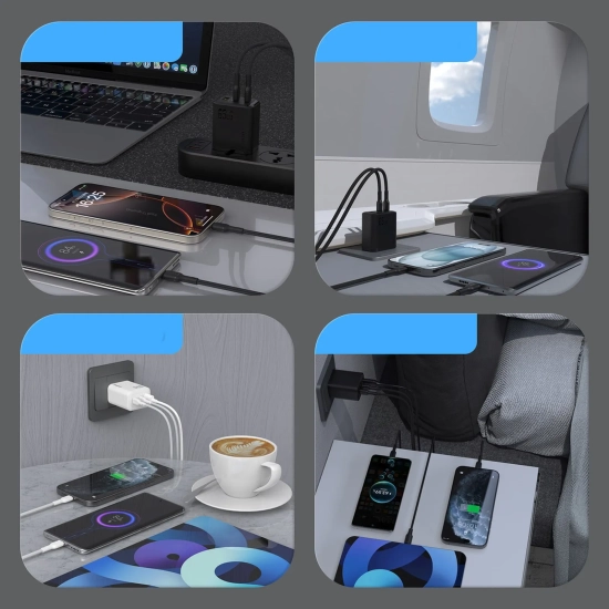 DUDAO Ładowarka sieciowa GaN z kablem USB-C 1m 65W - czarna