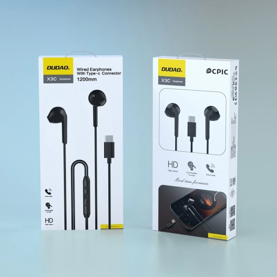 DUDAO Słuchawki przewodowe douszne USB-C 1.2m - czarne