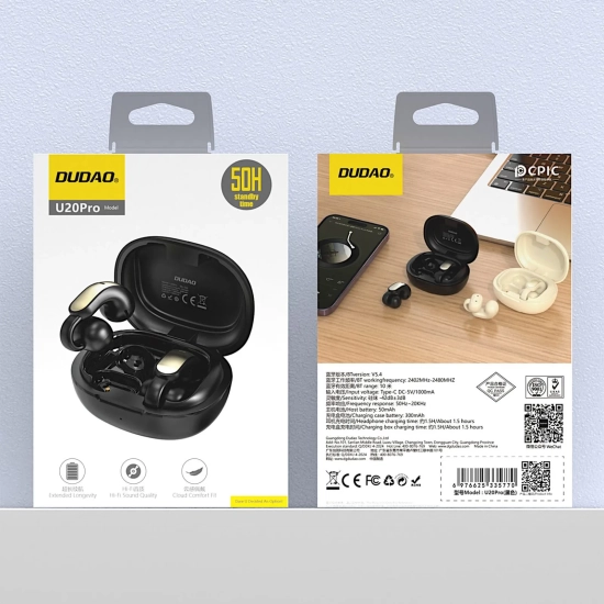 DUDAO Słuchawki bezprzewodowe U20 Pro TWS Bluetooth - czarne