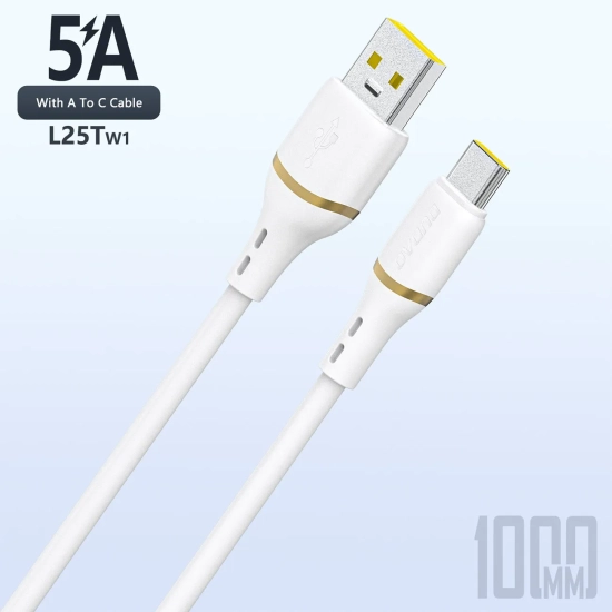 DUDAO Kabel przewód silikonowy USB-A - USB-C 5A 1m - biały