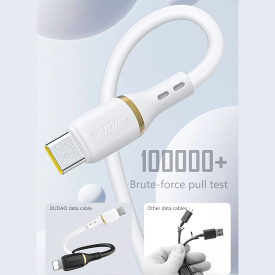 DUDAO Kabel przewód silikonowy USB-A - USB-C 5A 1m - biały