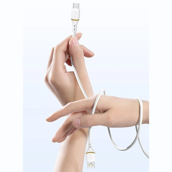 DUDAO Kabel przewód silikonowy USB-A - USB-C 5A 1m - biały