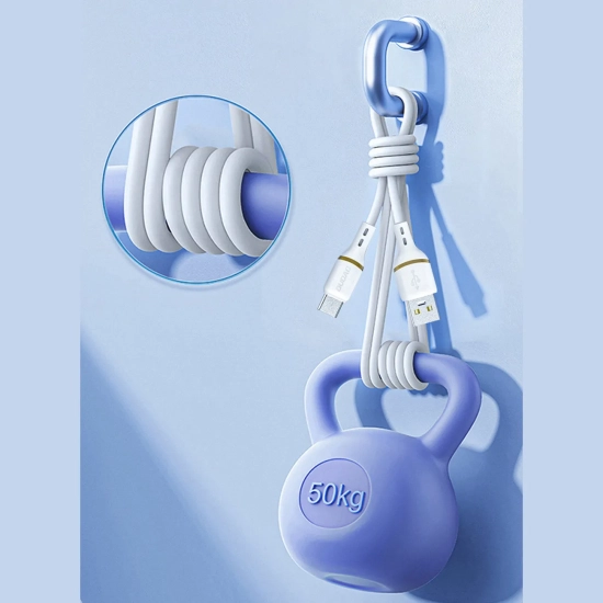 DUDAO Kabel przewód silikonowy USB-A - USB-C 5A 1m - biały