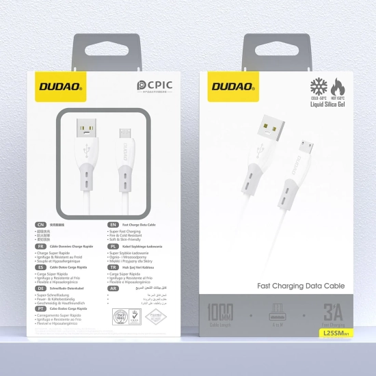 DUDAO Kabel przewód z silikonowym oplotem USB-A - micro USB L25SM 3A 1m
