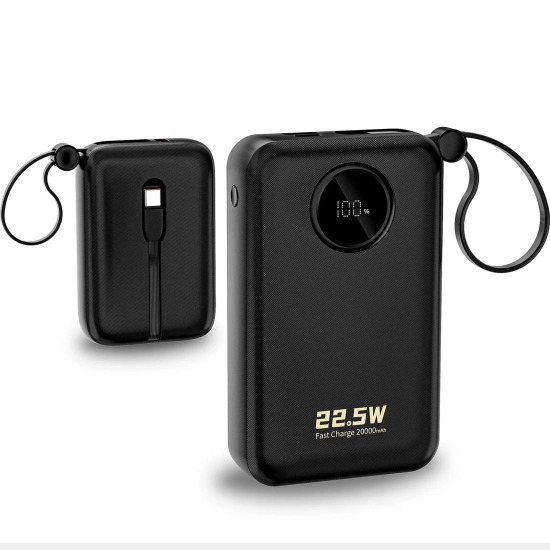 DUDAO Powerbank 20000mAh USB-C USB-A z wbudowanymi kablami iPhone
