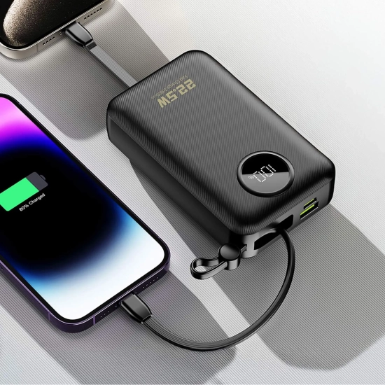 DUDAO Powerbank 20000mAh USB-C USB-A z wbudowanymi kablami iPhone