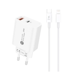 HURTEL Ładowarka sieciowa 20W USB-A USB-C z kablem USB-C - iPhone