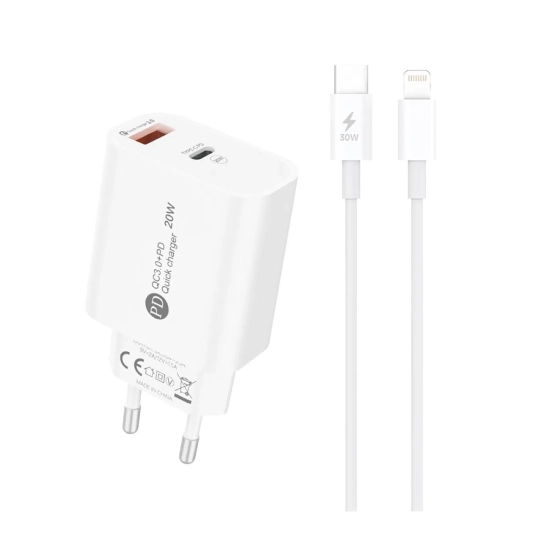 HURTEL Ładowarka sieciowa 20W USB-A USB-C z kablem USB-C - iPhone