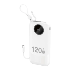 DUDAO Powerbank K13 10000mAh 22.5W z wbudowanym kablem - biały