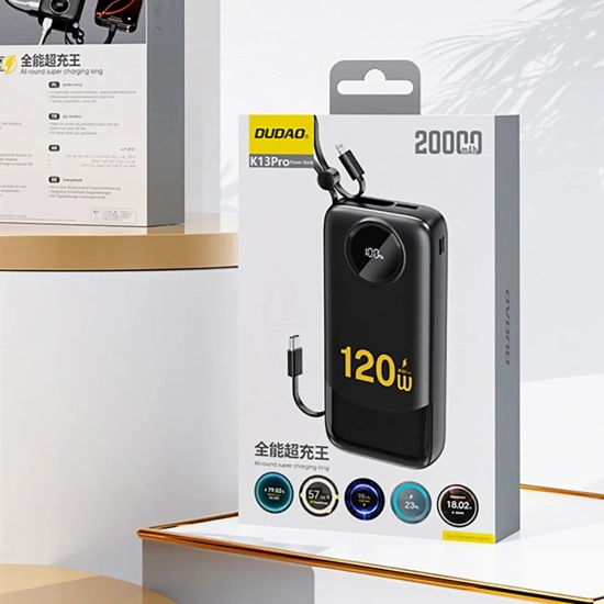 DUDAO Powerbank 20000 mAh K13Pro USB-A USB-C z kablami USB-C iPhone