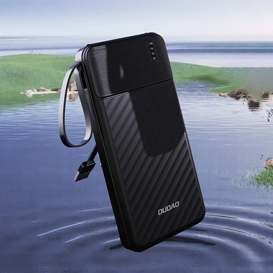 DUDAO Powerbank K11 10000mAh z wbudowanymi kablami - czarny