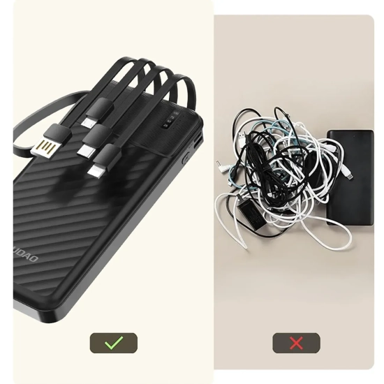 Powerbank Dudao K11 10000mAh z kablami czarny