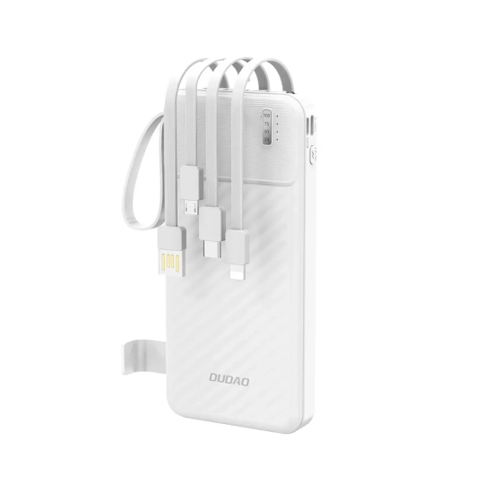 Powerbank Dudao K11 10000mAh z kablami biały