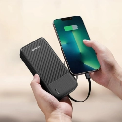 DUDAO Powerbank K11 Pro 20000mAh z wbudowanymi kablami - czarny