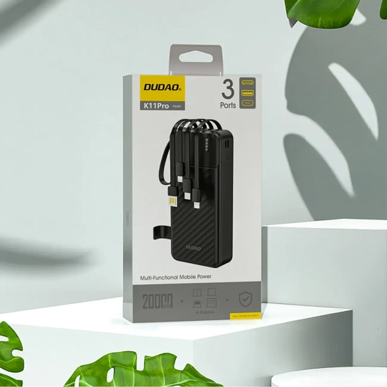 Powerbank Dudao K11 Pro 20000mAh z kablami czarny