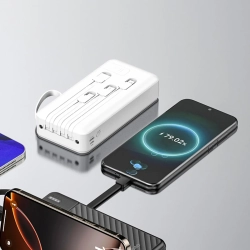 DUDAO Powerbank K11 Pro 20000mAh z wbudowanymi kablami - biały