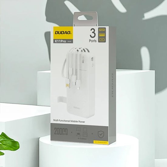 Powerbank Dudao K11 Pro 20000mAh z kablami biały