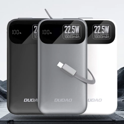 DUDAO Powerbank K31 10000 mAh 22.5W PD z wbudowanym kablem - szary