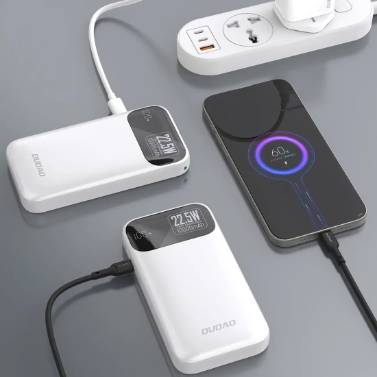 Powerbank Dudao K31 10000 mAh 22,5W kabel USB-C biały