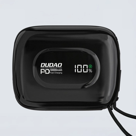 DUDAO Powerbank K32 10000 mAh z wbudowanym kablem USB-C iPhone Lightning