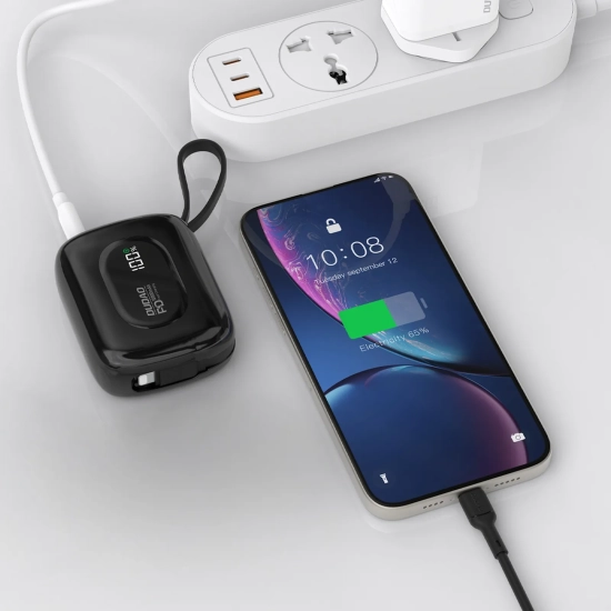 DUDAO Powerbank K32 10000 mAh z wbudowanym kablem USB-C iPhone Lightning