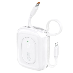 DUDAO Powerbank K32 10000 mAh z wbudowanym kablem USB-C iPhone Lightning