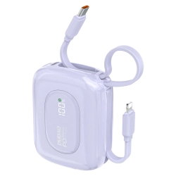 DUDAO Powerbank K32 10000 mAh z wbudowanym kablem USB-C iPhone Lightning