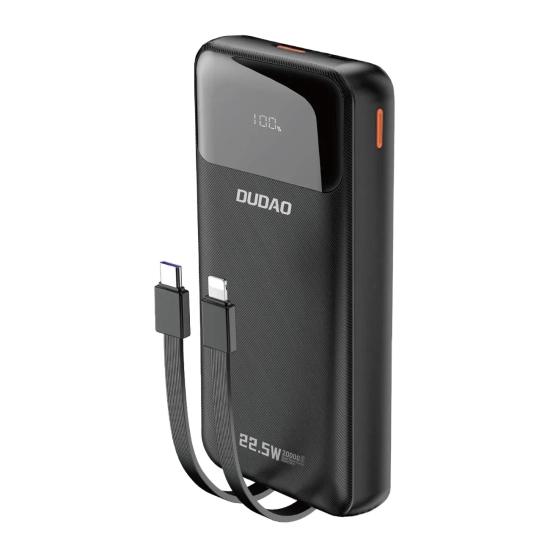 Powerbank Dudao K15Pro 20000 mAh 22,5W kable czarny