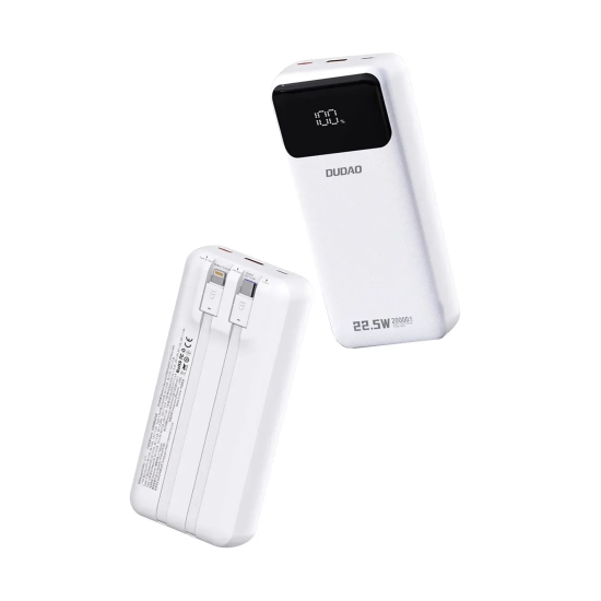 Powerbank Dudao K15Pro 20000 mAh 22,5W kable biały